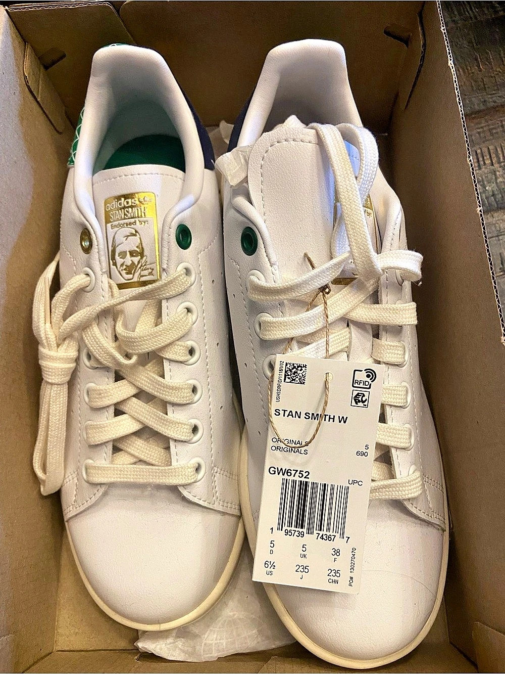 adidas Stan Smith W Sneakers White & Green US 6.5 NWT